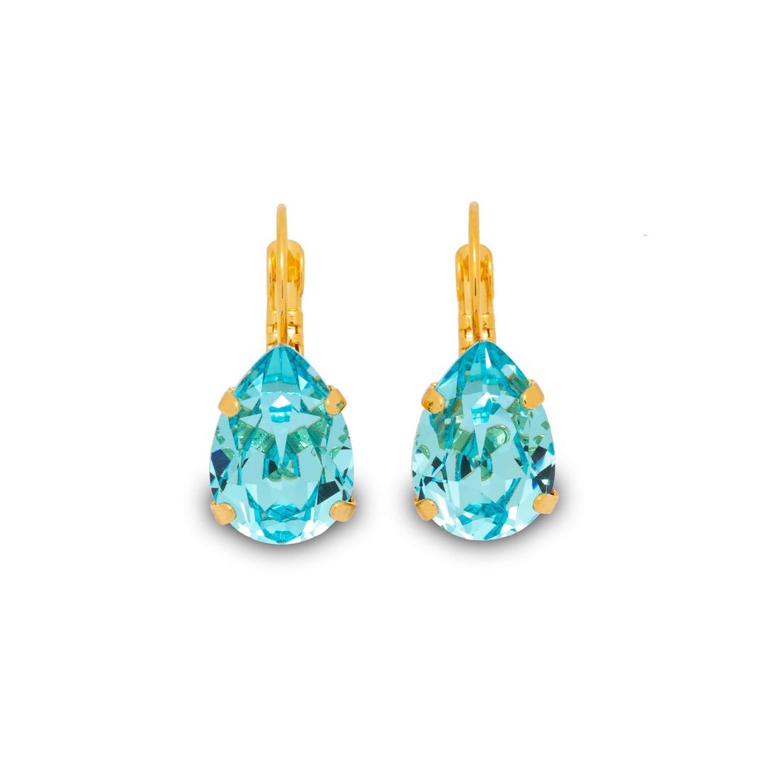 Aqua Blue Crystal Earrings in gold plating