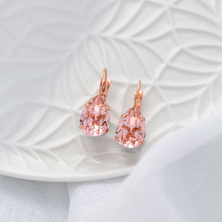 Adele Earrings Vintage Rose Pink Teardrop Crystal Earrings