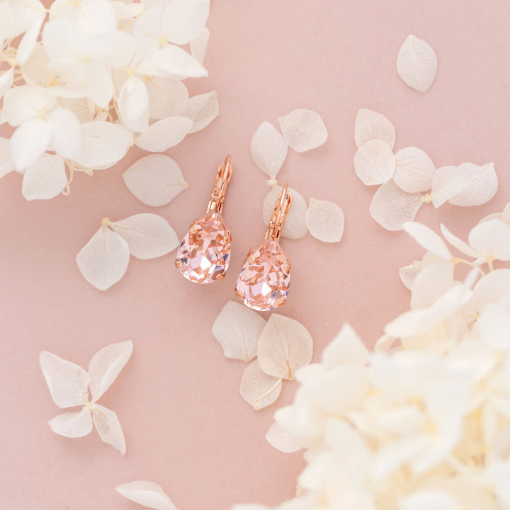 Adele Earrings Vintage Rose Pink Teardrop Crystal Earrings