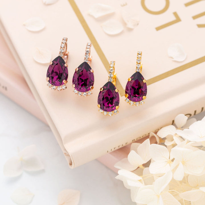 Vivienne Amethyst Crystal Earrings